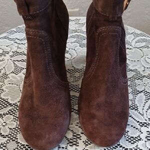 Tory Burch Brown Ankle Booties Suede Classic